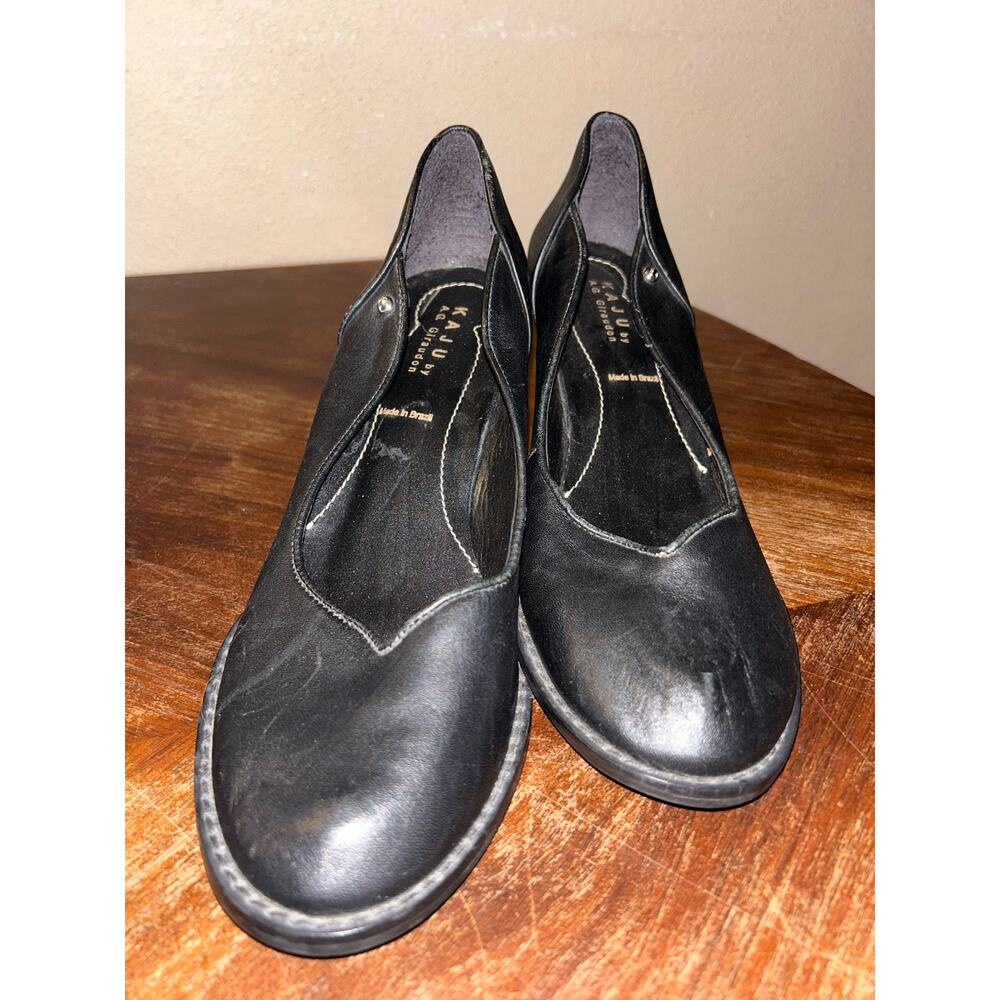 Kaju by AG Giraudon Academia Preppy Emo Black & Black White Plaid Wedges